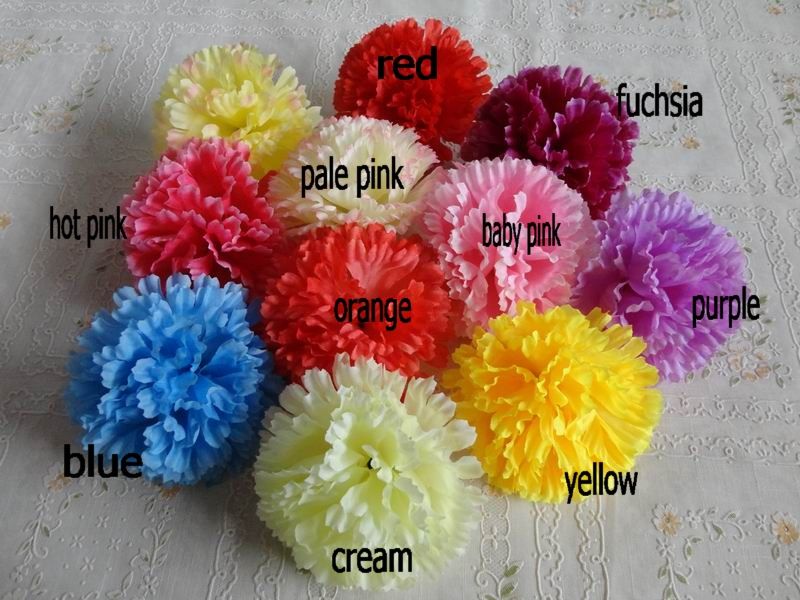 Compre 100 Pcs Lote 9 Cm Cabecas De Flores Cravo Artificial Flor Cabeca Tecido De Seda Cravo Flor Cabecas 9 Cores De Wrdbf 94 06 Pt Dhgate Com