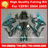 Gratis 7 gåvor Custom ABS plastfeoking kit för Yamaha YZF R6 2005 YZFR6 05 YZF600R Fairings G8N Ljusblå Flammor Svart Motorcykel Bodywork