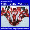 Verkleidungs-Bodykit für Yamaha YZF-R6 1998 2001 2002 YZFR6 YZF R6 YZF600 schwarze Flamme in glänzend rotem Verkleidungsset mit 7 Geschenken PP90