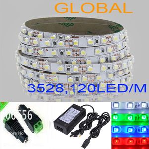 Fita LED azul branco amarelo vermelho quente LED Light Strip 5m 3528 SMD Flexível nonWaterproof 120LED / M Com conector com fonte de alimentação 12 4A