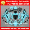 Gratis 7 gåvor Custom Race Fairing Kit för Yamaha YZFR6 2006 2007 YZF R6 YZF600R 06 07 Fairings G6M Nya Black Flames Blue Motorcycle Bodywork