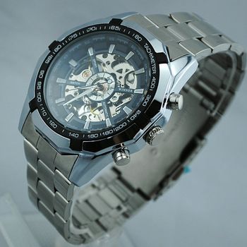 Hot 2021 Zwycięzca ze stali nierdzewnej Marka Samowłókna Automatyczne zegarki szkieletowe, Męskie Moda Zegarek 30 sztuk DHL Shipping
