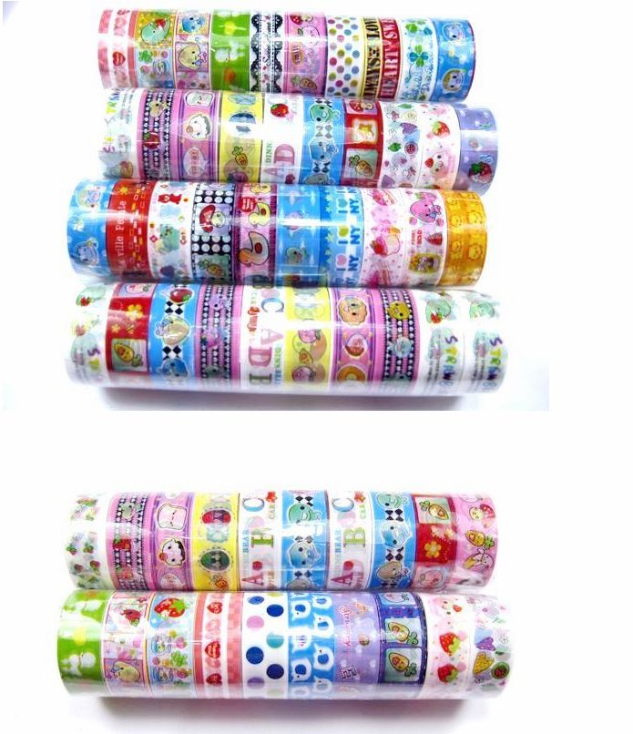 Beautiful Cute Cartoon Colorful Tape DIY Cloth Grid Stickers Cute Creative Stationery Lowest Price 