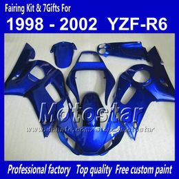 fairing body kit for yamaha yzfr6 1998 1999 2000 2001 2002 yzfr6 yzf r6 yzf600 all glossy blue fairings set with 7gifts qq35