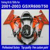 Bodywork Fairings för Suzuki GSXR 600 750 K1 2001 2002 2003 GSXR600 GSXR750 01 02 03 R600 R750 Fairing Set QQ41 + 7 Presenter