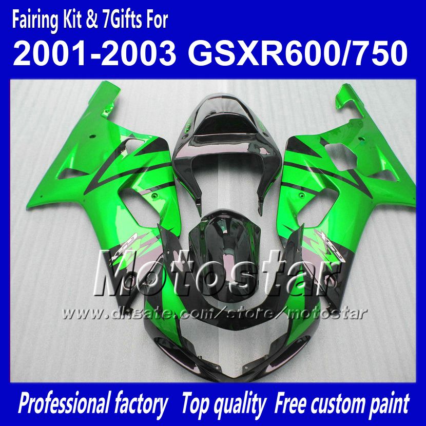 

Bodywork fairings for SUZUKI GSXR 600 750 K1 2001 2002 2003 GSXR600 GSXR750 01 02 03 R600 R750 glossy green black fairing parts, Multi-color