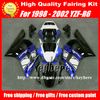 무료 7 선물 YAMAHA YZFR6 용 페어링 키트 1998 1999 2000 2001 2002 YZF600R YZF R6 98 99 00 01 02 페어링 G2n 파란색 검정색 오토바이 차체