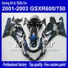 Carénages de carrosserie pour SUZUKI GSXR 600 750 K1 2001 2002 2003 GSXR600 GSXR750 01 02 03 R600 R750 carénage ABS QQ94