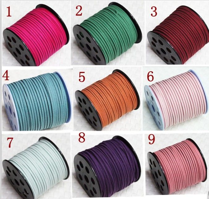 2019 Wholesale 90Yards/Roll Flat Korean Velvet Leather Cords Imitation Suede Braided Leather ...