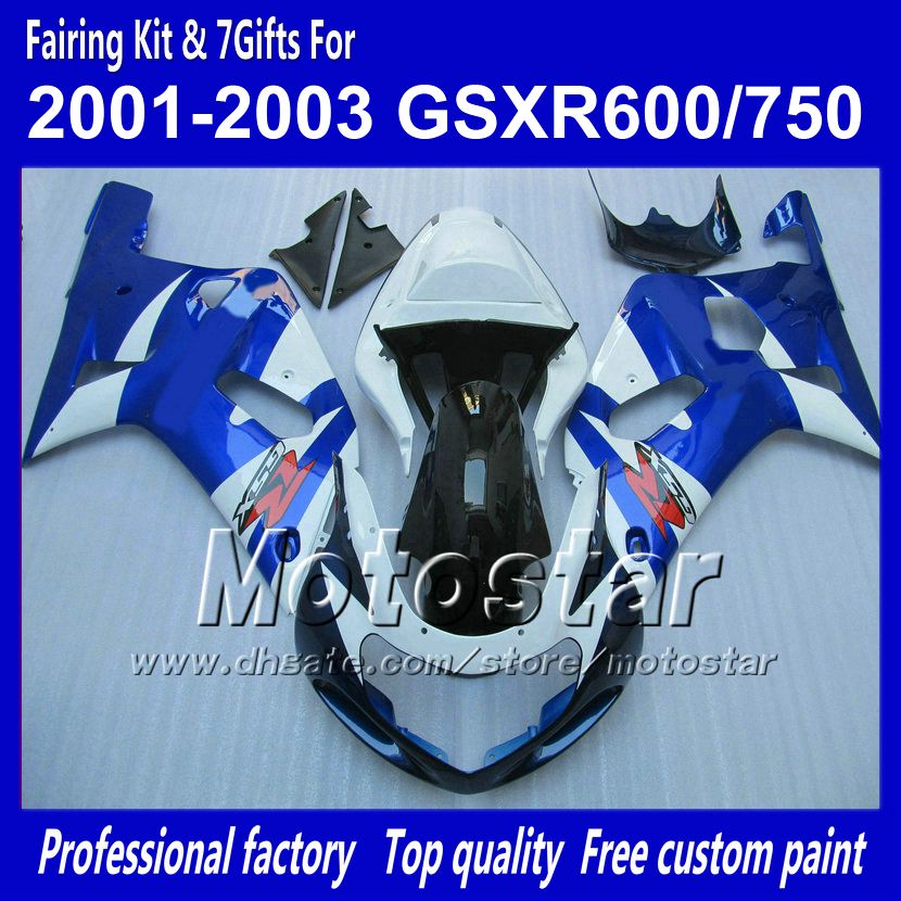 Bodywork Fairings för Suzuki GSXR 600 750 K1 2001 2002 2003 GSXR600 GSXR750 01 02 03 R600 R750 Eftermarknad Fairing Set RR17