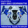 Bodywork Fairings för Suzuki GSXR 600 750 K1 2001 2002 2003 GSXR600 GSXR750 01 02 03 R600 R750 Eftermarknad Fairing Set RR17