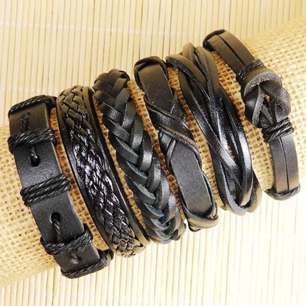 

High quality Handmade Mens and Women Bracelets Wrap Multilayer Genuine Leather Bracelet with Braided Rope Fashion Jewelry -D136