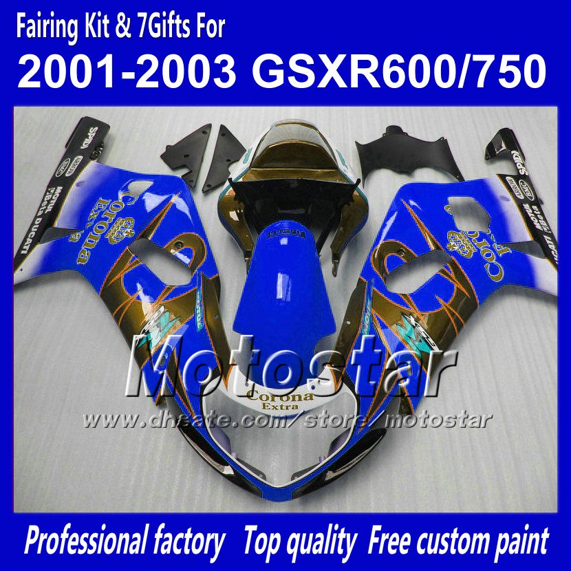 

Bodywork fairings for SUZUKI GSXR 600 750 K1 2001 2002 2003 GSXR600 GSXR750 01 02 03 R600 R750 glossy dark blue Corona fairing set RR36, Multi-color