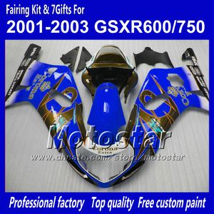 Suzuki GSXR 600 750 K1 2001 2002 2003 GSXR600 GSXR750 01 02 03 R600 R750光沢のあるダークブルーコロナフェアリングセットRR36