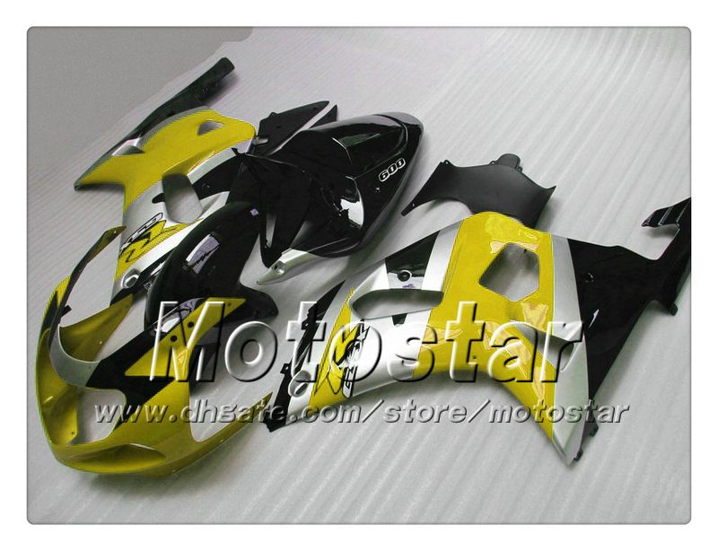 FAIRINGS FÖR SUZUKI GSXR 600 750 K1 2001 2002 2003 GSXR600 GSXR750 01 02 03 R600 R750 Glansig gul svart Fairing Set RR45