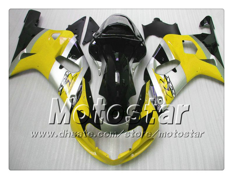 FAIRINGS FÖR SUZUKI GSXR 600 750 K1 2001 2002 2003 GSXR600 GSXR750 01 02 03 R600 R750 Glansig gul svart Fairing Set RR45