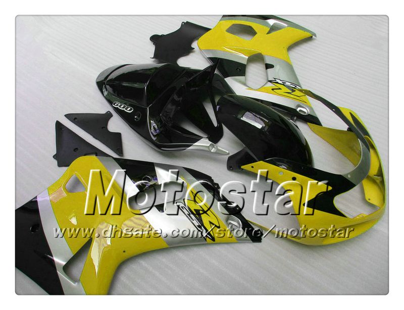 FAIRINGS FÖR SUZUKI GSXR 600 750 K1 2001 2002 2003 GSXR600 GSXR750 01 02 03 R600 R750 Glansig gul svart Fairing Set RR45