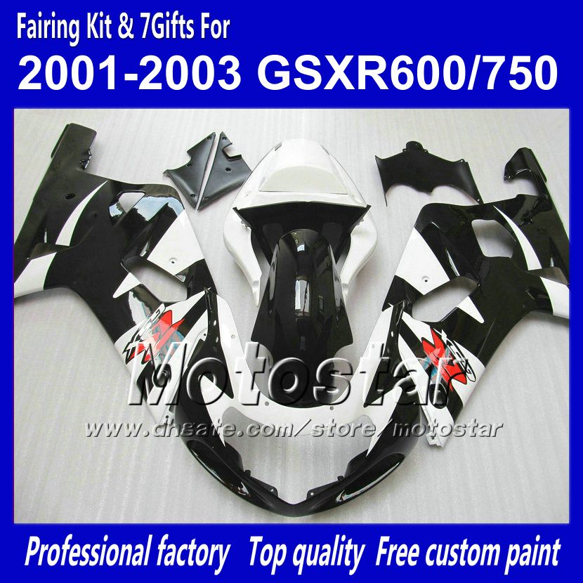 

Bodywork fairings for SUZUKI GSXR 600 750 K1 2001 2002 2003 GSXR600 GSXR750 01 02 03 R600 R750 white black fairing set RR47, Multi-color