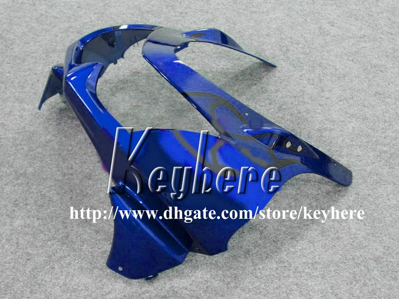 Kostenlose 7 Geschenke Verkleidung Kit für Kawasaki Ninja ZX250R 08 09 10 11 12 EX250 250R 2008 2009 2010 2011 2012 G6m Verkleidung schwarze Flammen in blauen Körper