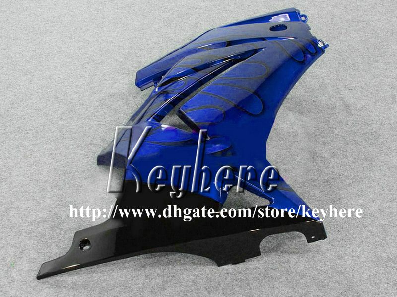 Kostenlose 7 Geschenke Verkleidung Kit für Kawasaki Ninja ZX250R 08 09 10 11 12 EX250 250R 2008 2009 2010 2011 2012 G6m Verkleidung schwarze Flammen in blauen Körper