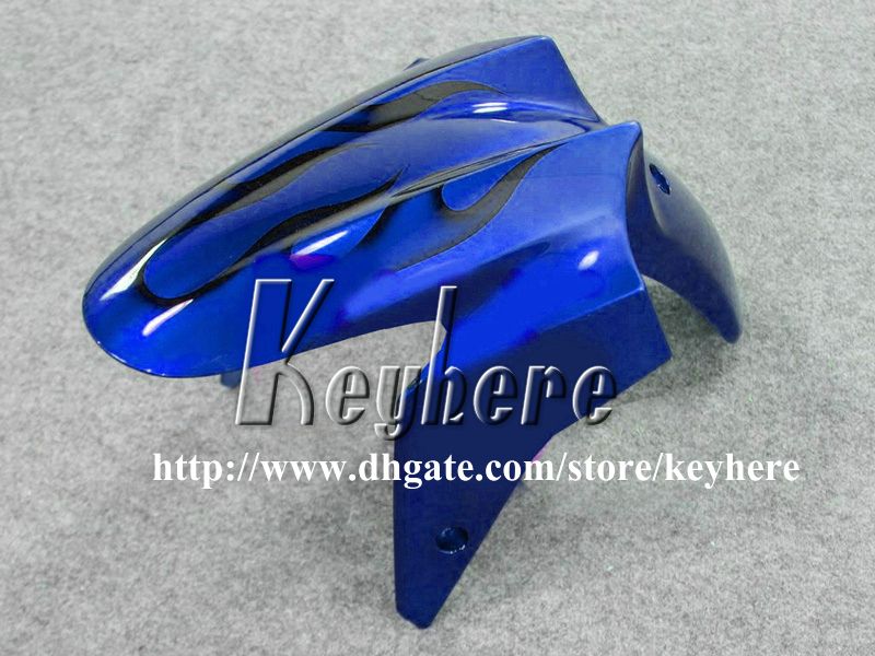 Kostenlose 7 Geschenke Verkleidung Kit für Kawasaki Ninja ZX250R 08 09 10 11 12 EX250 250R 2008 2009 2010 2011 2012 G6m Verkleidung schwarze Flammen in blauen Körper