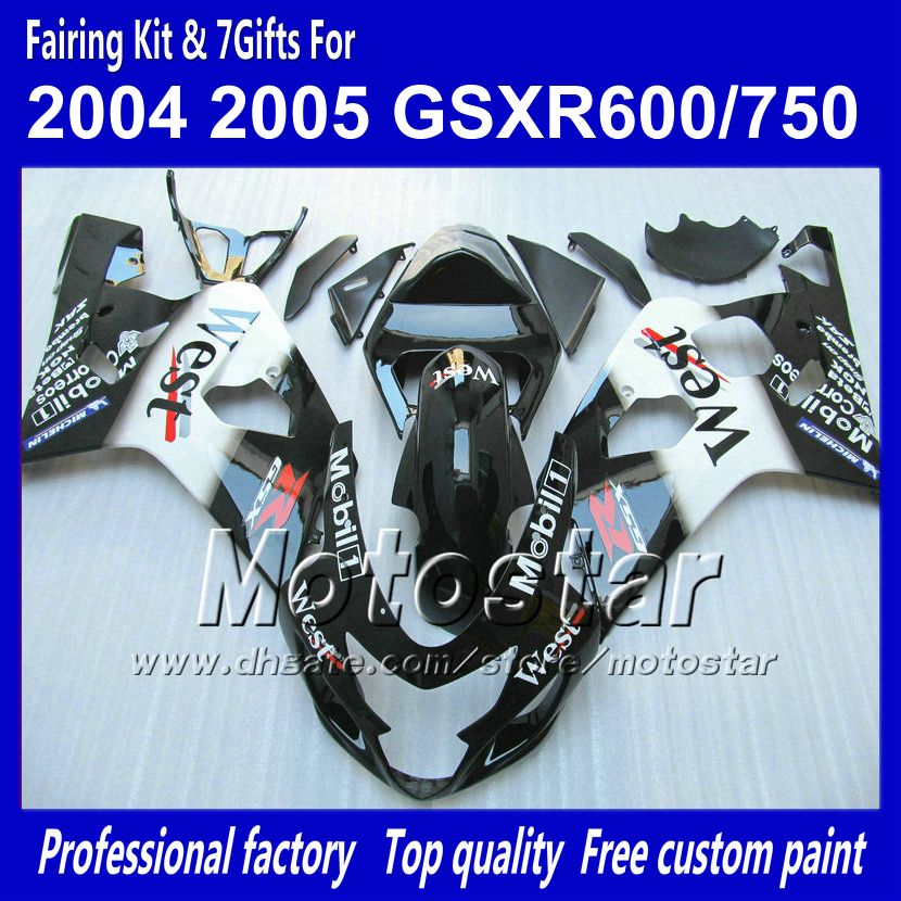 Black West Carrosseriebereiken voor Suzuki GSXR 600 750 K4 2004 2005 GSXR600 GSXR750 04 05 R600 R750 ABS FACKING SS20