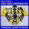 SUZUKI GSXR 600 750 K4 2004 무료 GSXR600 GSXR750 04 05 R600 R750 ABS 페어링 SS29 용 프리 페어링 바디 키트