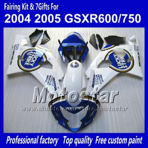 Wróżki Bodykit dla Suzuki GSXR 600 750 K4 2004 2005 GSXR600 GSXR750 04 05 R600 R750 Błyszczący Blue Lucky Strike ABS Fairing