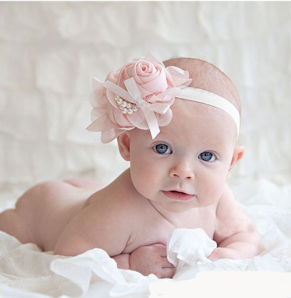 

Hot ! Baby Girls Kids Lovely Roses Pearls Hair Bands Vintage Flowers Hair Accessories Pretty Headbands Infant Headbands 13 Color B0151