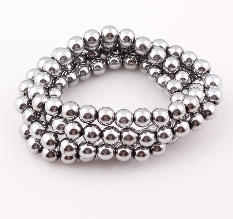 2019 8mm High Power Silver Magnetic Hematite Beads Round White ...