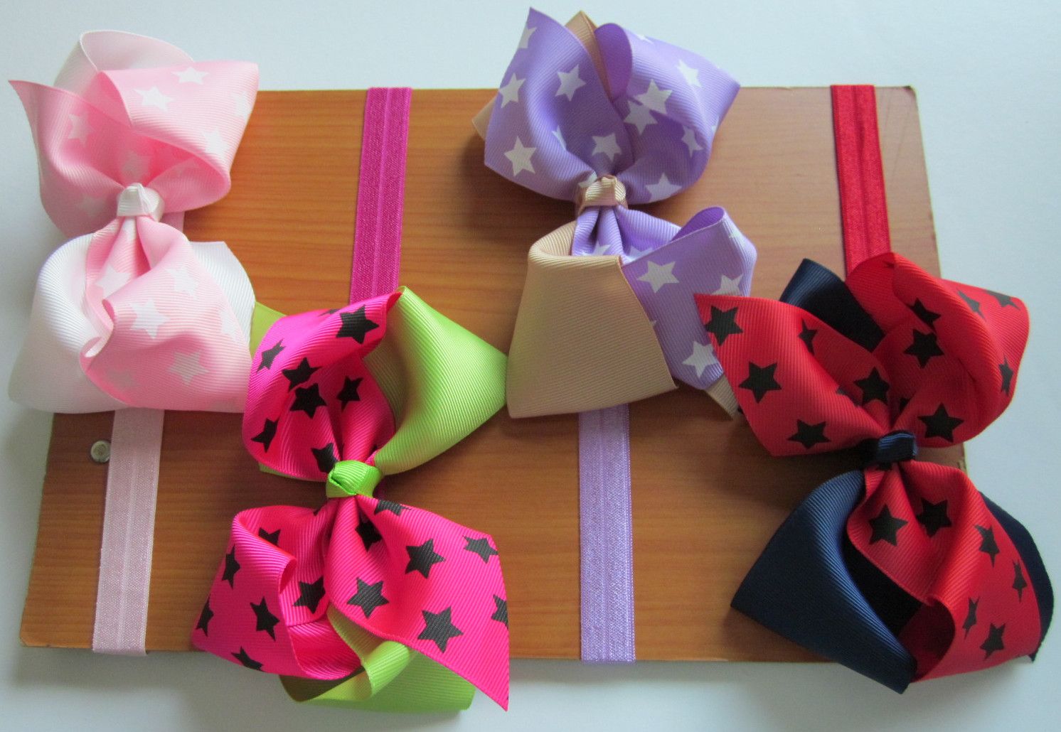 5inch Star Printed Big Ribbon Bows Hair Bow With Soft Headband