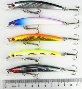 Ny 80mm Lures Hard Baits Minnow Fiske Lures 8cm 5g 6 # Krokar Fiske Tack 5 Färger Två krokar 50st (MI039) Gratis frakt