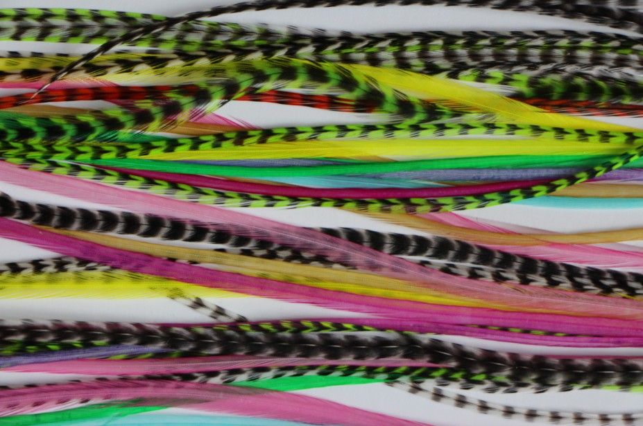 Colorful Feather Hair Extension 7 14inch 100 Real Grizzly Thin Rooster
