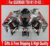 Fairing kit for 2001 2002 2003 SUZUKI GSXR600 750 GSXR 600 GSXR 750 K1 01 02 03 red black fairings SA23