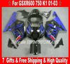 Fairing Kit voor 2001 2002 2003 Suzuki GSXR600 750 GSXR 600 GSXR 750 K1 01 02 03 Blue Flames Falings SA62