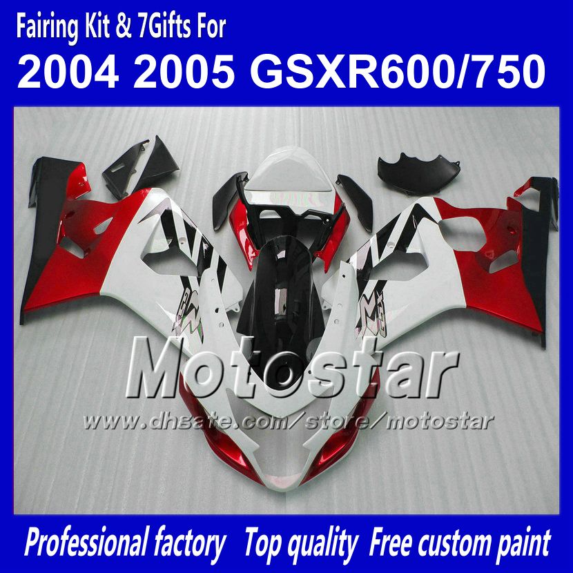 Bodywork Fairings för Suzuki GSXR 600 750 K4 2004 2005 GSXR600 GSXR750 04 05 R600 R750 Gossy Red White Black ABS Fairing