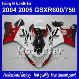 Bodywork fairings for SUZUKI GSXR 600 750 K4 2004 2005 GSXR600 GSXR750 04 05 R600 R750 gossy red white black ABS fairing