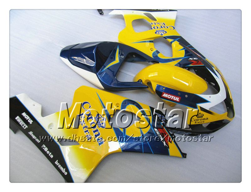 7ギフトボディワークフェアリゾーン鈴木GSXR 600 750 K4 2004 2005 GSXR600 GSXR750 04 05 R600 R750イエローブルーCORONA ABSフェアリングTT29