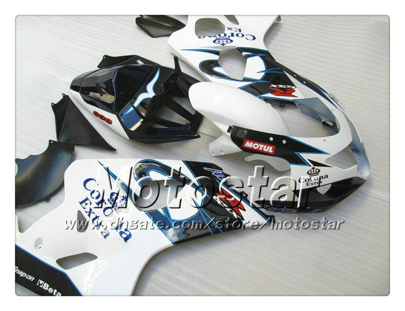 الجهة العمل الجنيات لسوزوكي GSXR 600 750 K4 2004 2005 GSXR600 GSXR750 04 05 R600 R750 لامعة أبيض أزرق كورونا مجموعة