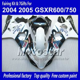 gsxr corona UK - Body work fairings for SUZUKI GSXR 600 750 K4 2004 2005 GSXR600 GSXR750 04 05 R600 R750 glossy white blue Corona fairing set