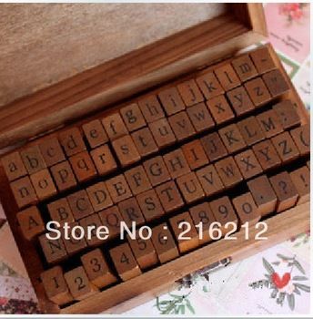 70 pezzi/set Timbri in legno AlPhaBet digitali e lettere con sigillo timbri con forma standardizzata 14,6*8,6*5 cm 2 stili