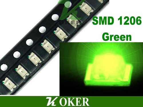 / reel smd 1206 3216 jade verde led lâmpada diodos ultra brilhante