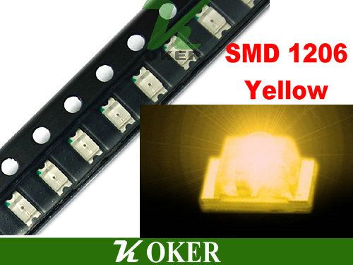 3000 uds/carrete SMD 1206 3216 diodos de lámpara LED amarillos SMD ultrabrillante