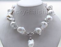 New fine pearl jewelry natural luster 17&quot; 22mm white Reborn keshi pearls necklace