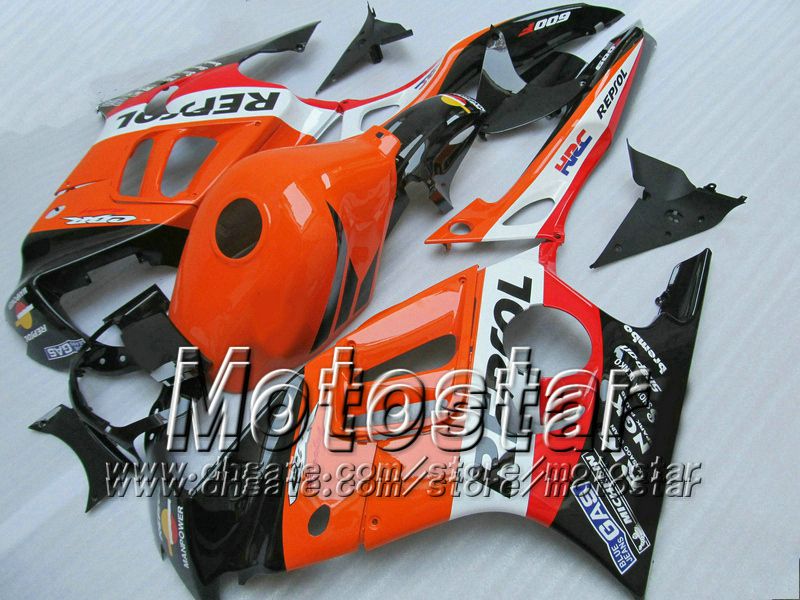 Honda CBR600 F3 97 98 CBR 600 F3 1997 1998 CBR 600F3 97 98 ORANGE BLACK REPSOL 도로 경주 페어링 세트