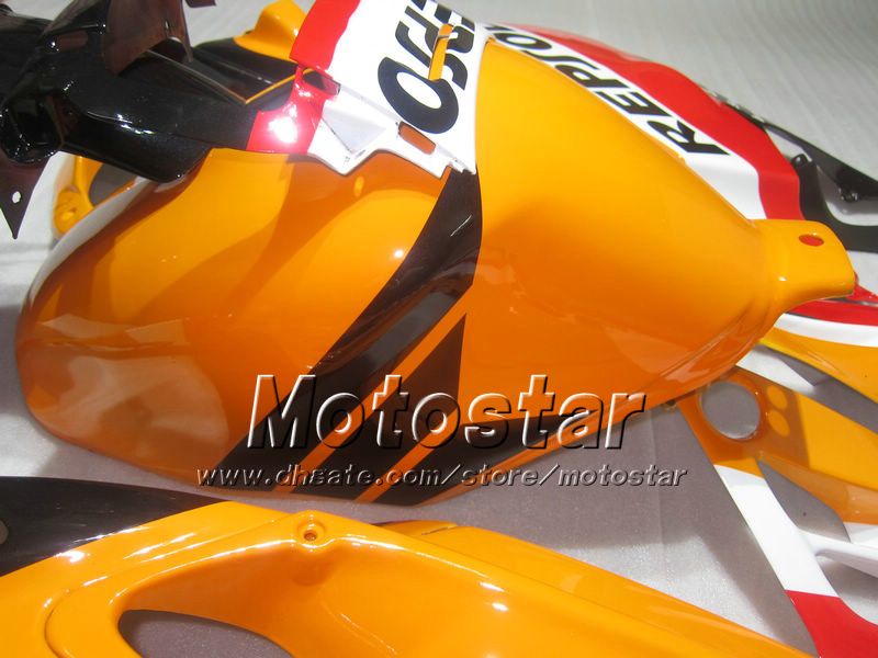 MOKYCLE FAININGS FÖR HONDA CBR600 F2 91 92 93 94 CBR600F2 1991 1992 1993 1994 CBR 600 Orange Svart Repsol Anpassade Fairings