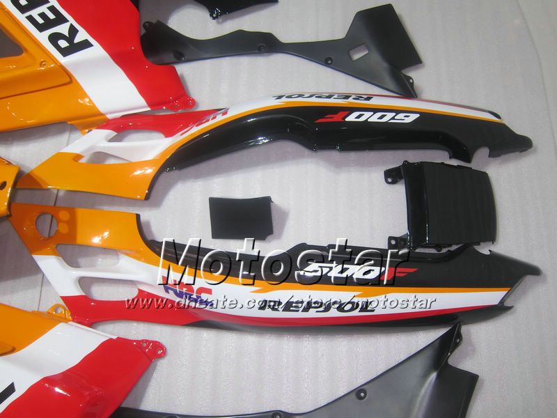 MOKYCLE FAININGS FÖR HONDA CBR600 F2 91 92 93 94 CBR600F2 1991 1992 1993 1994 CBR 600 Orange Svart Repsol Anpassade Fairings