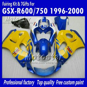 carene moto personalizzate per 1996 1997 1998 1999 2000 suzuki gsxr600 gsxr750 gsxr 600 750 96 97 9600 giallo blu abs carenatura