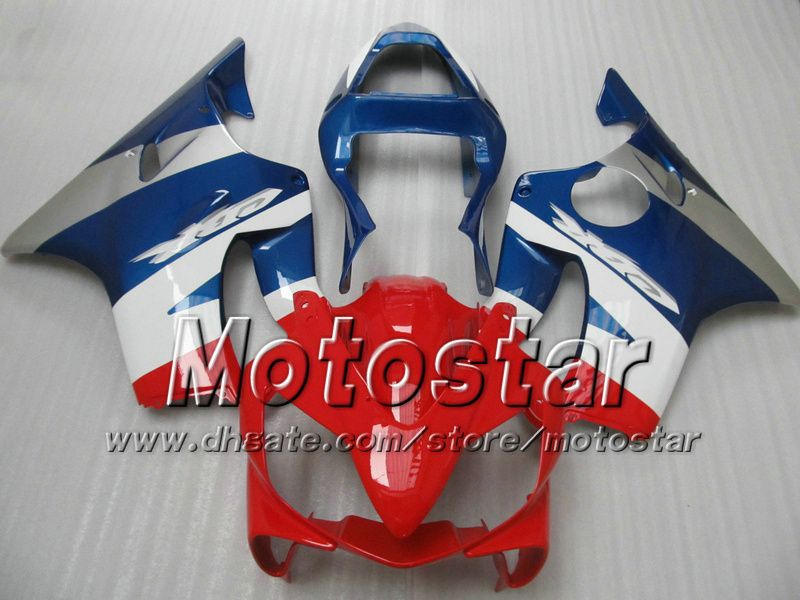 ホンダCBR600F4Iの安いフェアリング01 02 03 CBR600 F4I CBR 600 F4I 2001 2002 2003光沢のある赤青色噴射モーターサイクルフェアリングキット