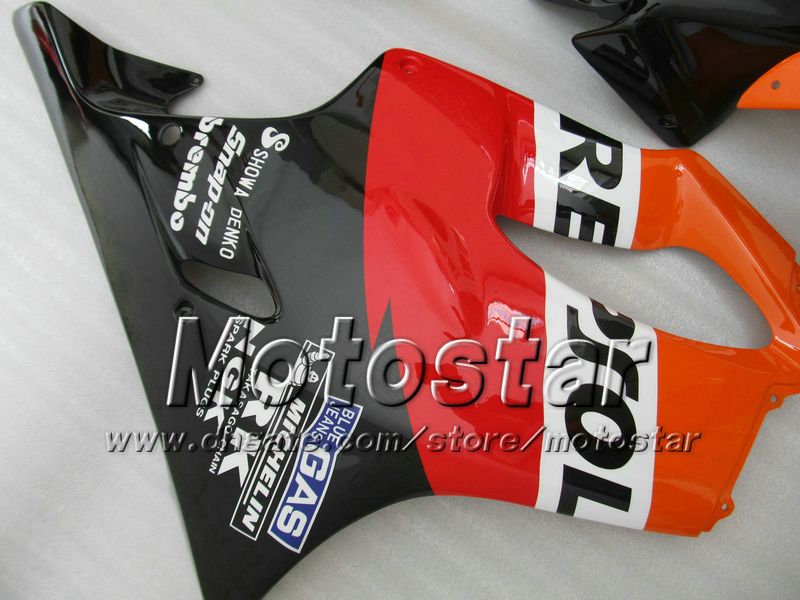 Kit de carenados baratos para HONDA CBR600F4i 01 02 03 CBR600 F4i CBR 600 F4i 2001 2002 2003 negro rojo Repsol piezas de carenado de motocicleta